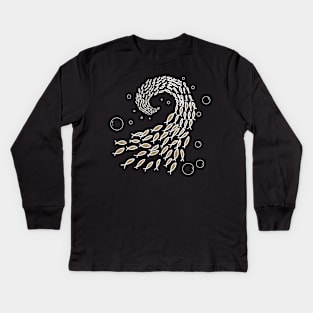 School of Fish - Brown Kids Long Sleeve T-Shirt